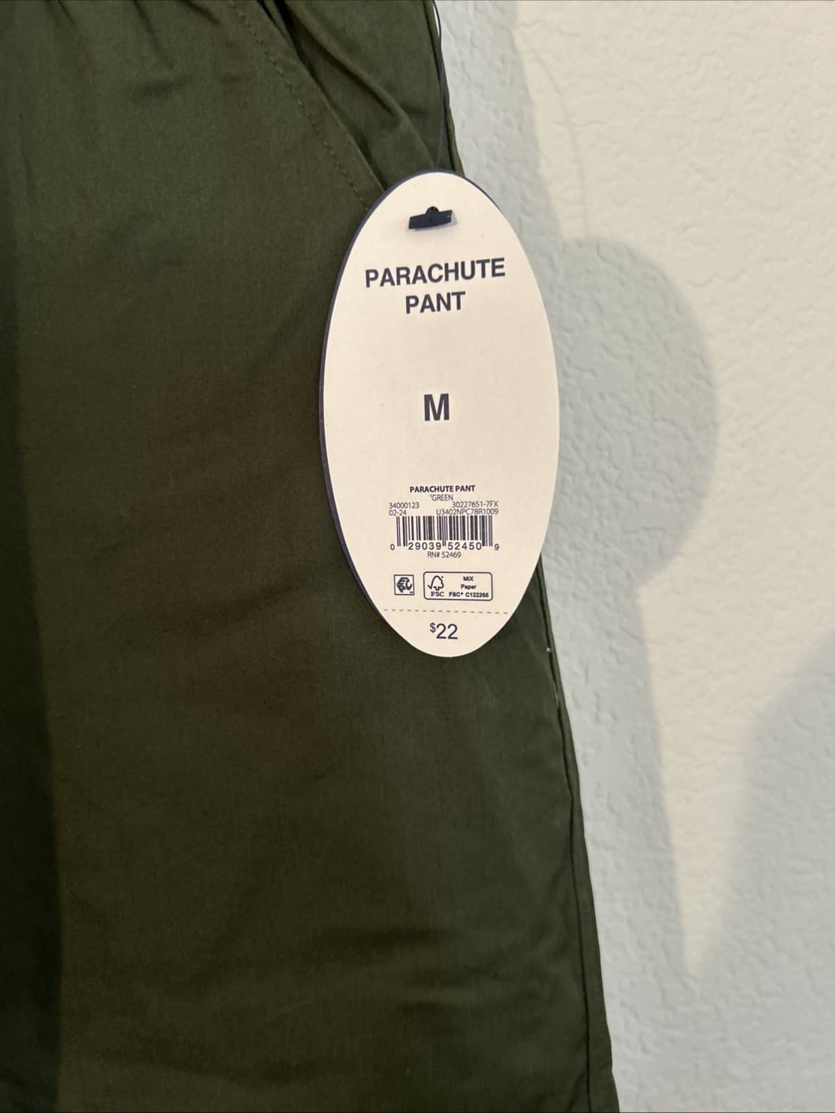 Scoop Womens Cotton Parachute Joggers High Rise Pull-on Relaxed Green Size M NWT - Thumbnail 3