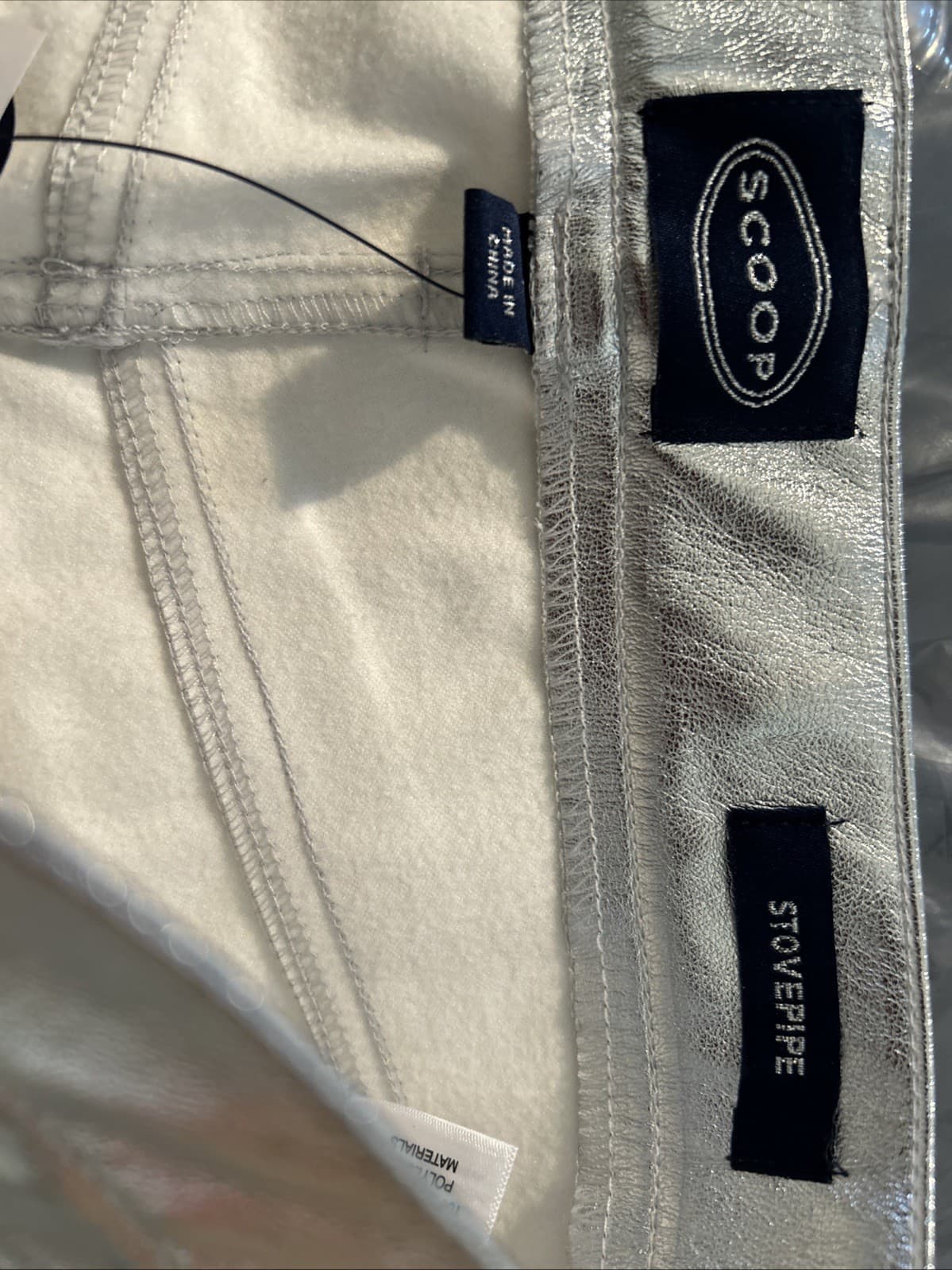 Scoop pants trousers slacks Stove Pipe women's 6 metallic silver straight leg - Thumbnail 5