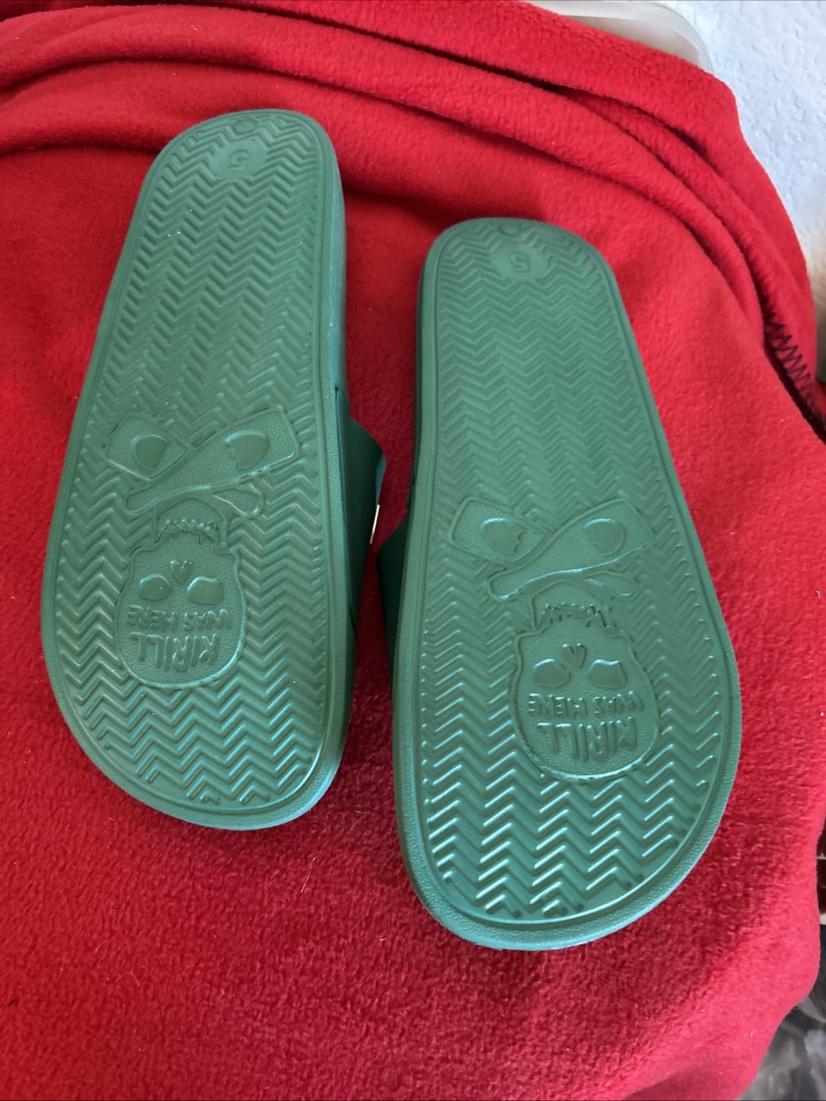 Youth Slides Size 5 Alf A$$holes Live Forever Green New - Thumbnail 2