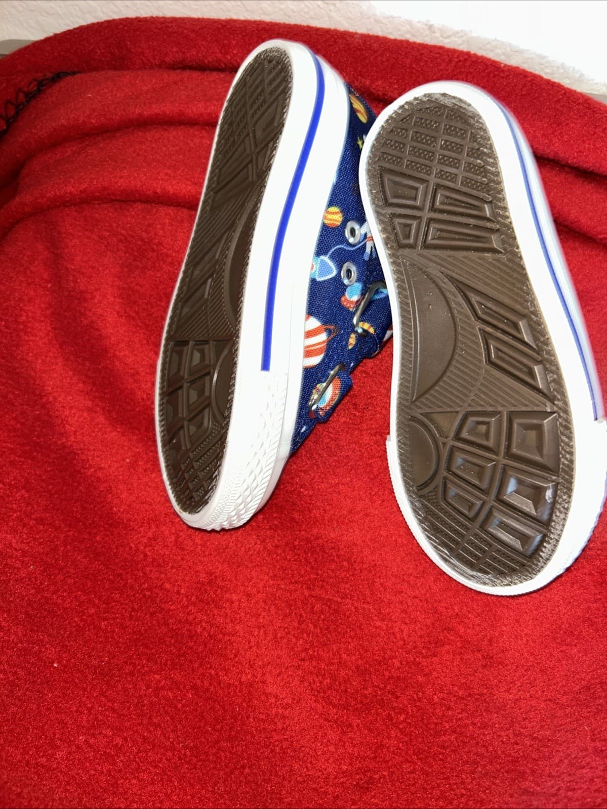 Kids strap canvas boys shoes size 8 blue - Thumbnail 4