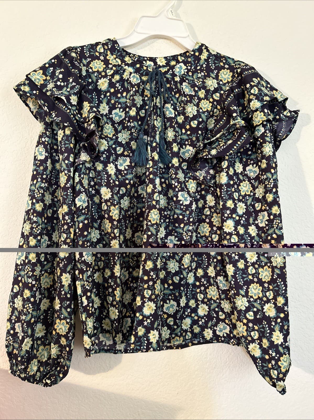 Scoop Women's Ruffle Print Peasant Top, Medium (8-10) NWT Multi Color - Thumbnail 3