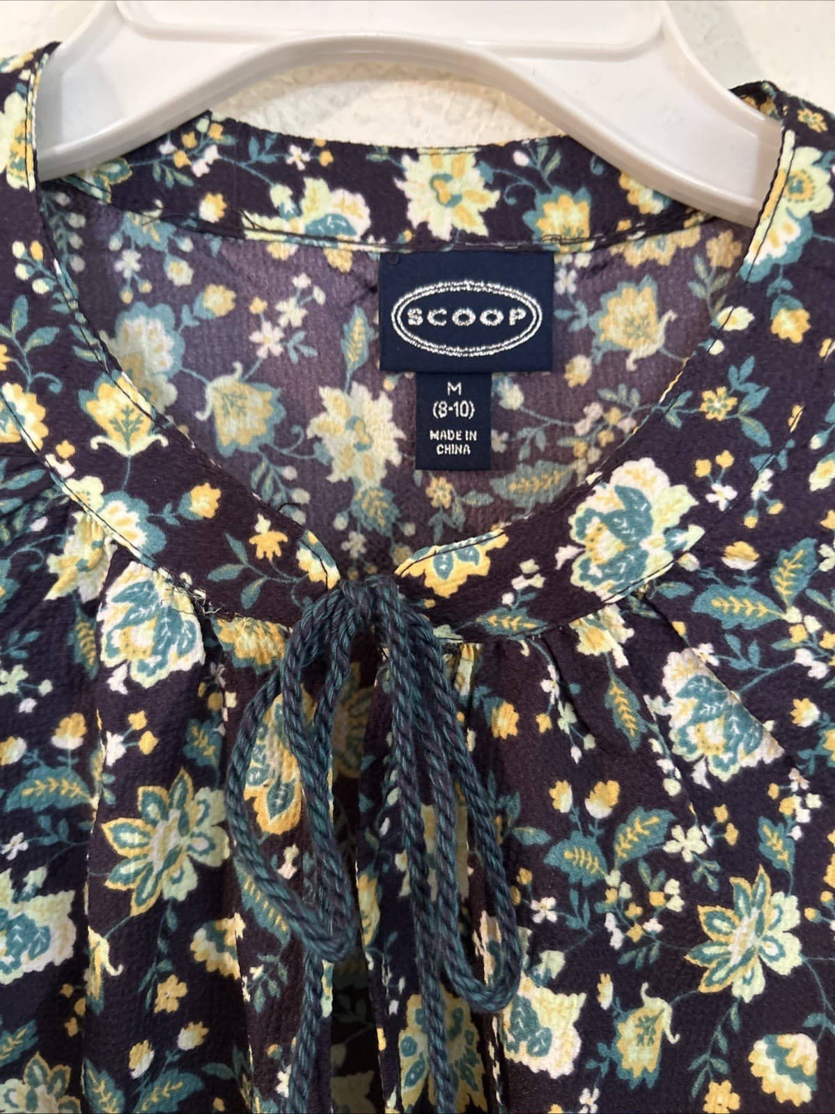 Scoop Women's Ruffle Print Peasant Top, Medium (8-10) NWT Multi Color - Thumbnail 4