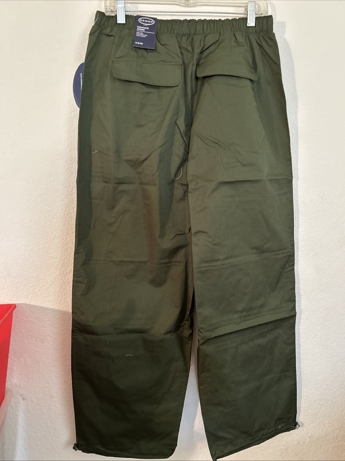 Scoop Womens Cotton Parachute Joggers High Rise Pull-on Relaxed Green Size M NWT - Thumbnail 4