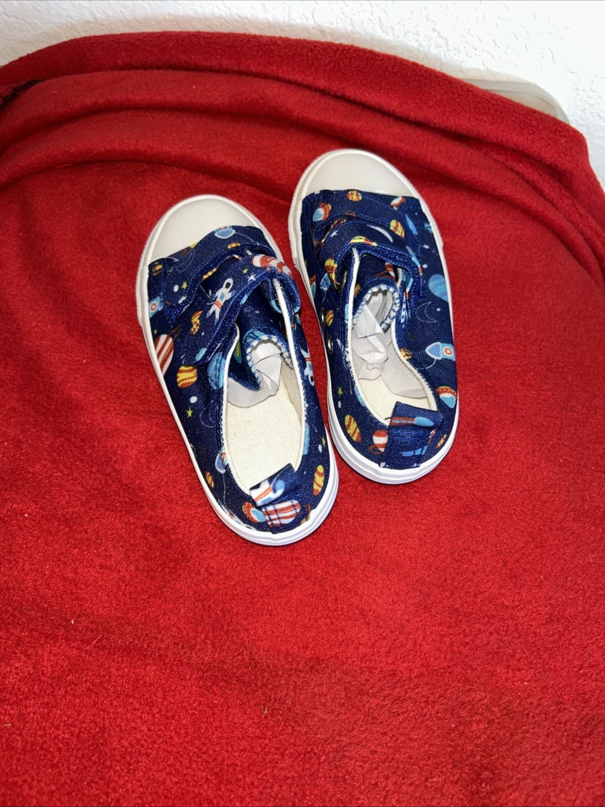 Kids strap canvas boys shoes size 8 blue - Thumbnail 3
