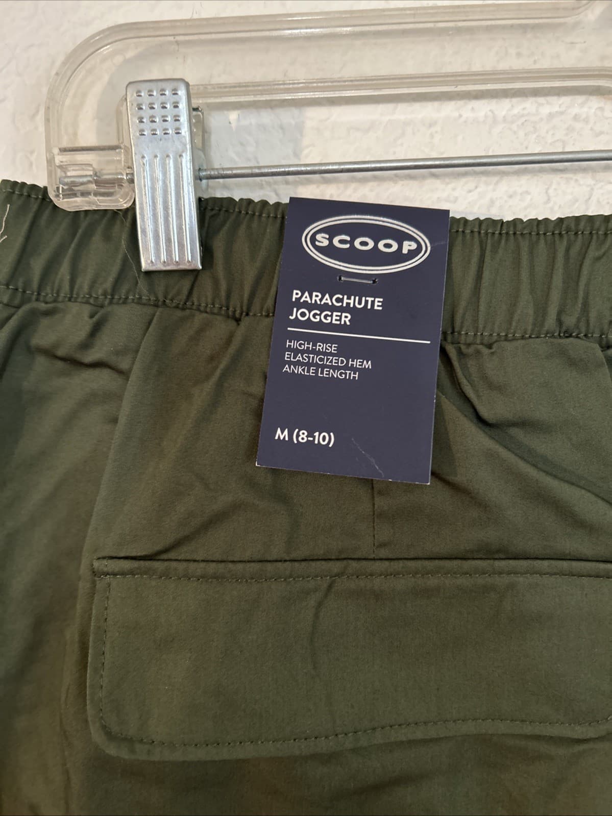 Scoop Womens Cotton Parachute Joggers High Rise Pull-on Relaxed Green Size M NWT - Thumbnail 5