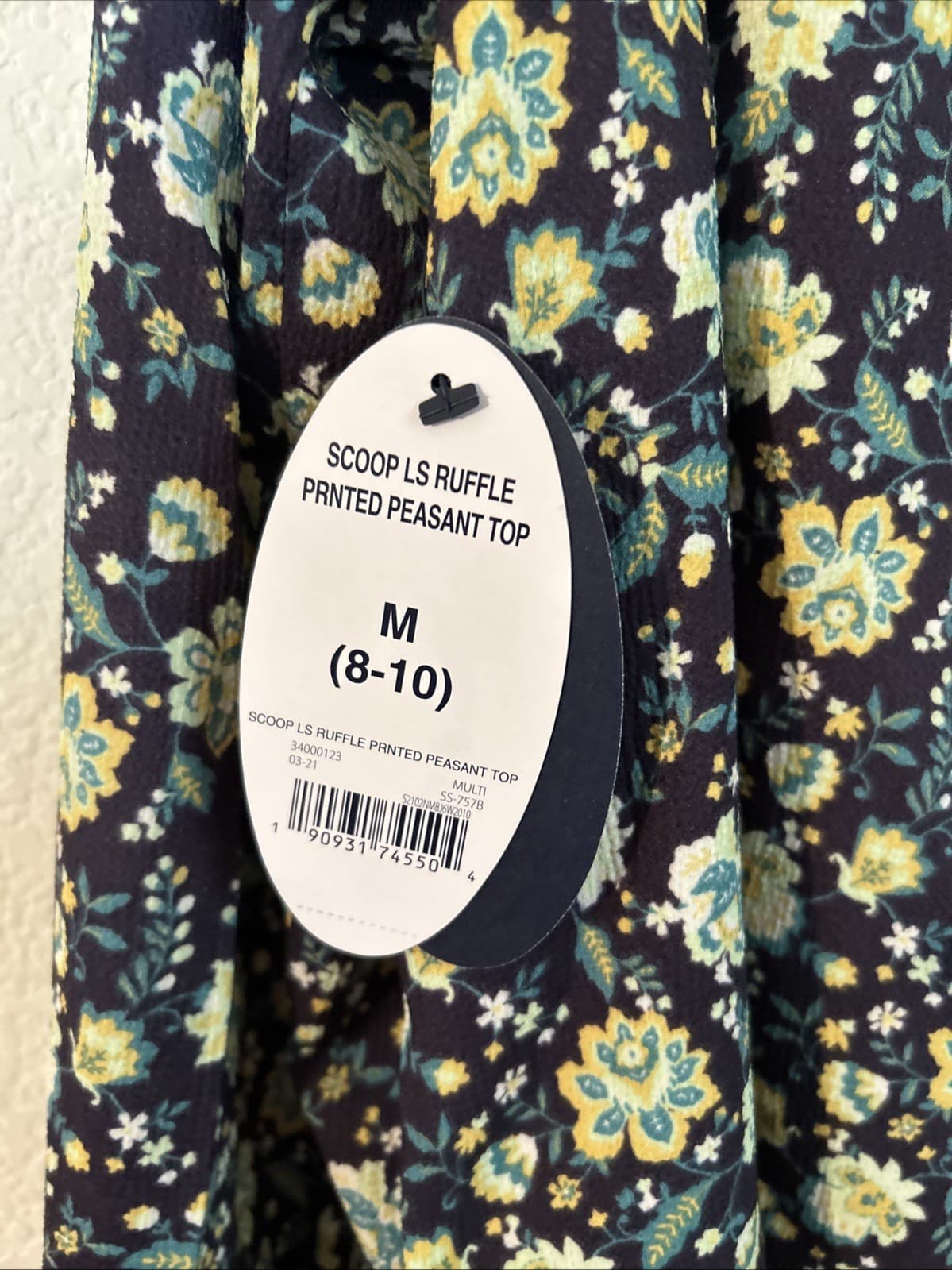 Scoop Women's Ruffle Print Peasant Top, Medium (8-10) NWT Multi Color - Thumbnail 7