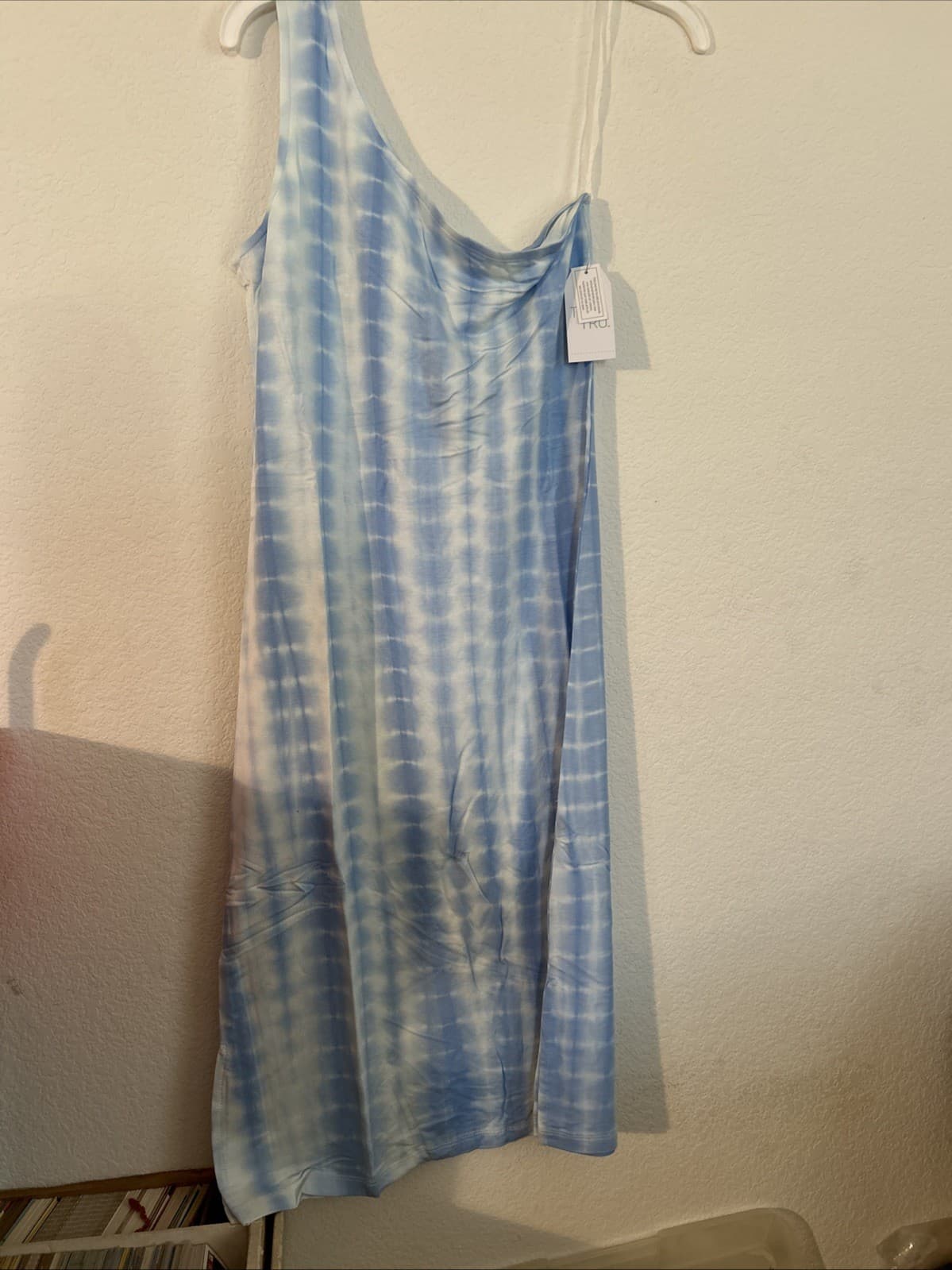 Time and Tru Womens One-Shoulder TieDye Dress Blue Yonder Size XS (0-2) NWT - Thumbnail 3