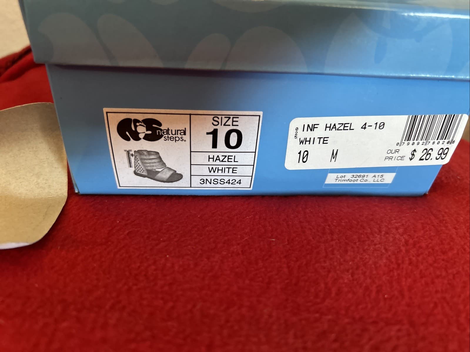 Girls Size 10 M New Hazel White Sandals Natural Steps - Thumbnail 2