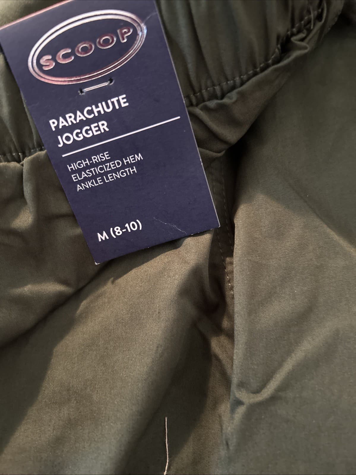 Scoop Womens Cotton Parachute Joggers High Rise Pull-on Relaxed Green Size M NWT - Thumbnail 7