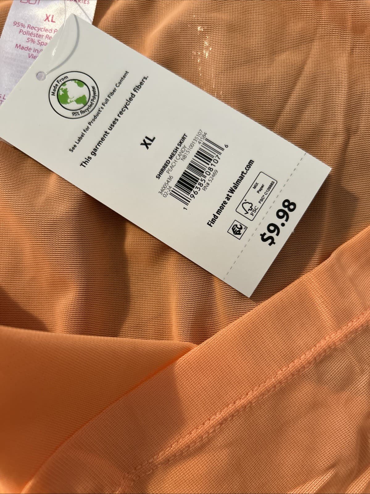 Women’s Peach Candy Mesh Skirt NWT XL Overlay No Boundaries - Thumbnail 4