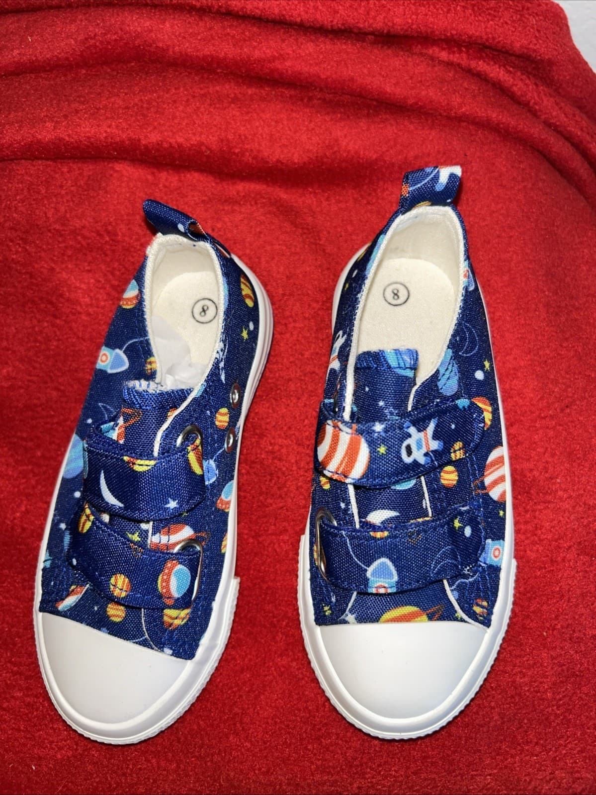Kids strap canvas boys shoes size 8 blue - Thumbnail 2