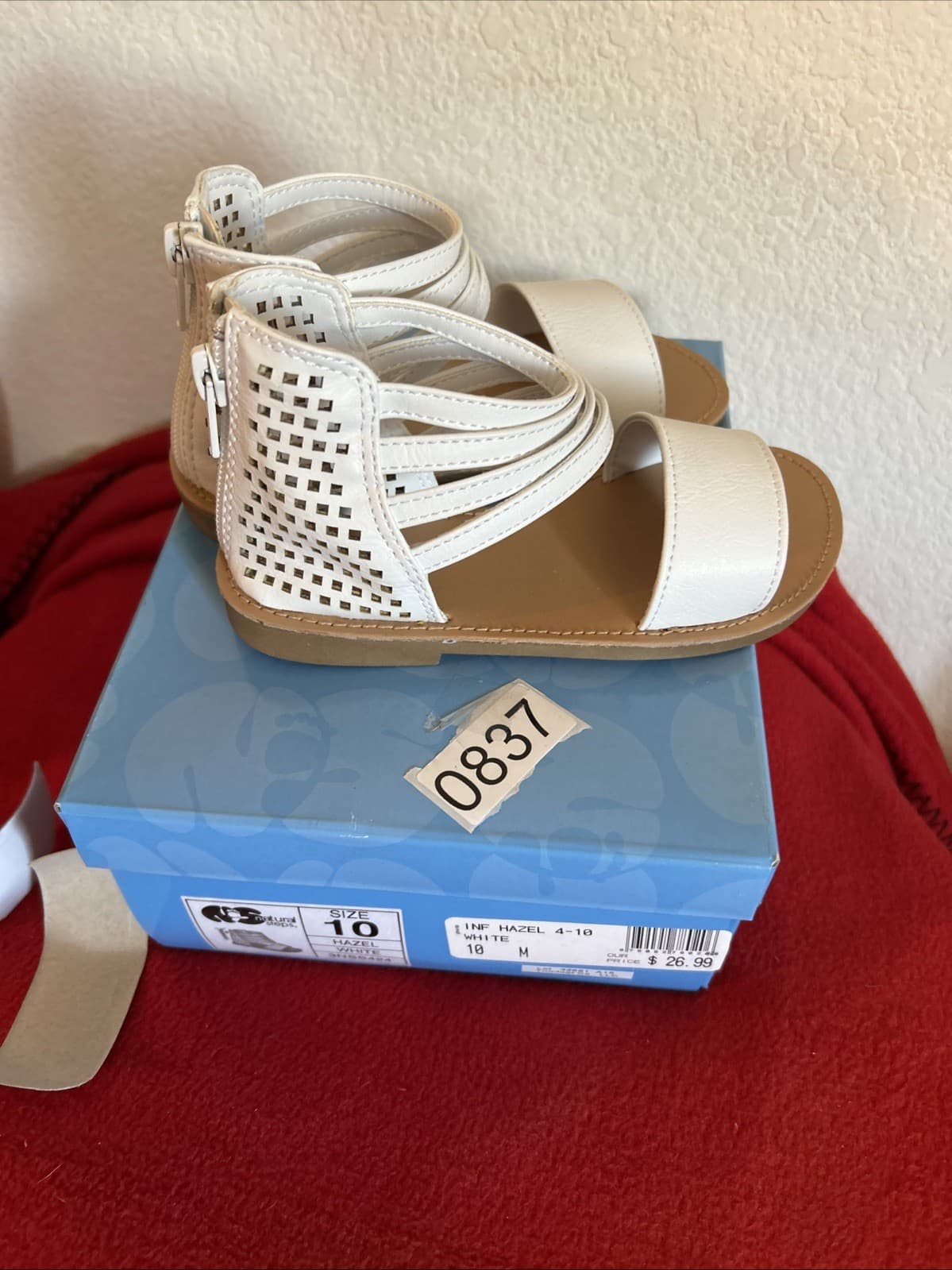 Girls Size 10 M New Hazel White Sandals Natural Steps - Thumbnail 4
