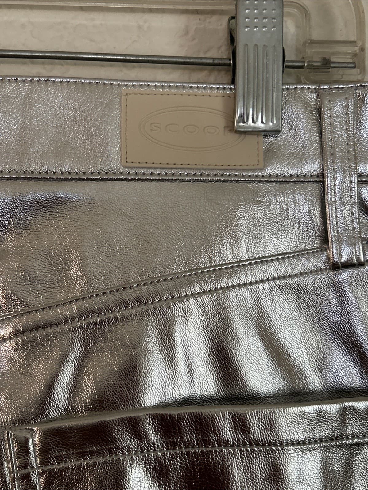 Scoop pants trousers slacks Stove Pipe women's 6 metallic silver straight leg - Thumbnail 3