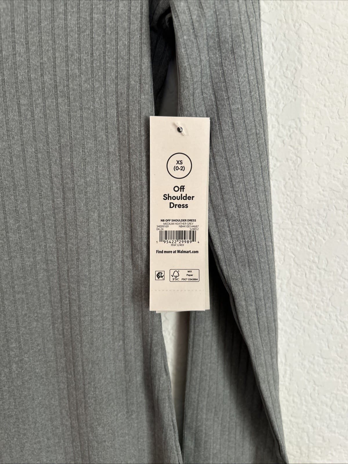 Women’s Off Shoulder Dress NWT No Boundaries XS Grey Stretch - Thumbnail 2