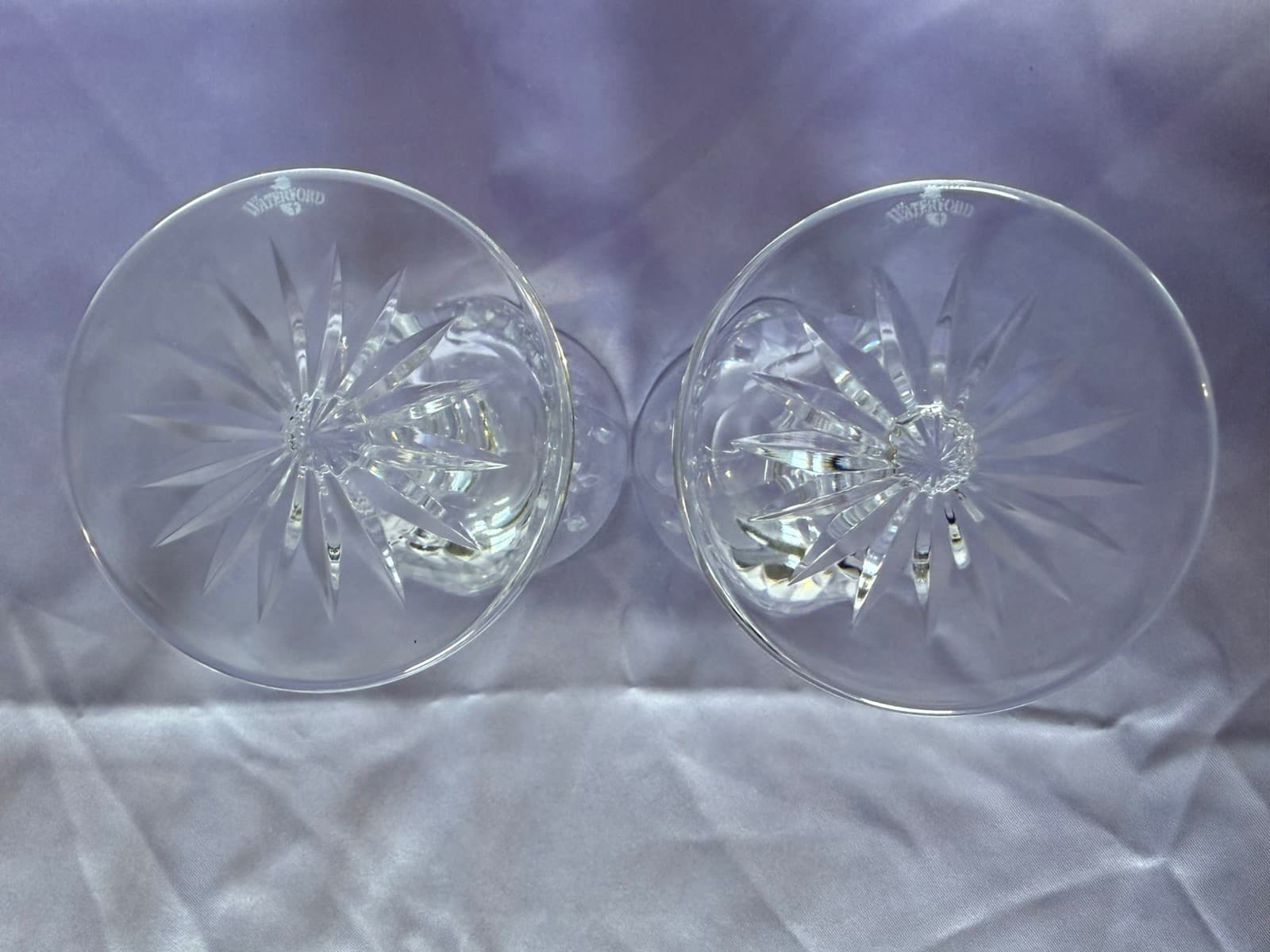 Set of 2 WATERFORD CRYSTAL Lismore Water Goblet/Wine Glasses 6 7/8” IRELAND 8oz - Thumbnail 3