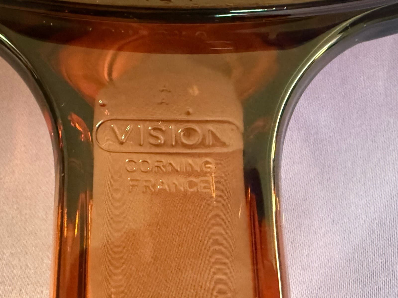 VTG 4pc VISIONS PYREX Amber Glass Saucepan Set w/ Lids - Thumbnail 7
