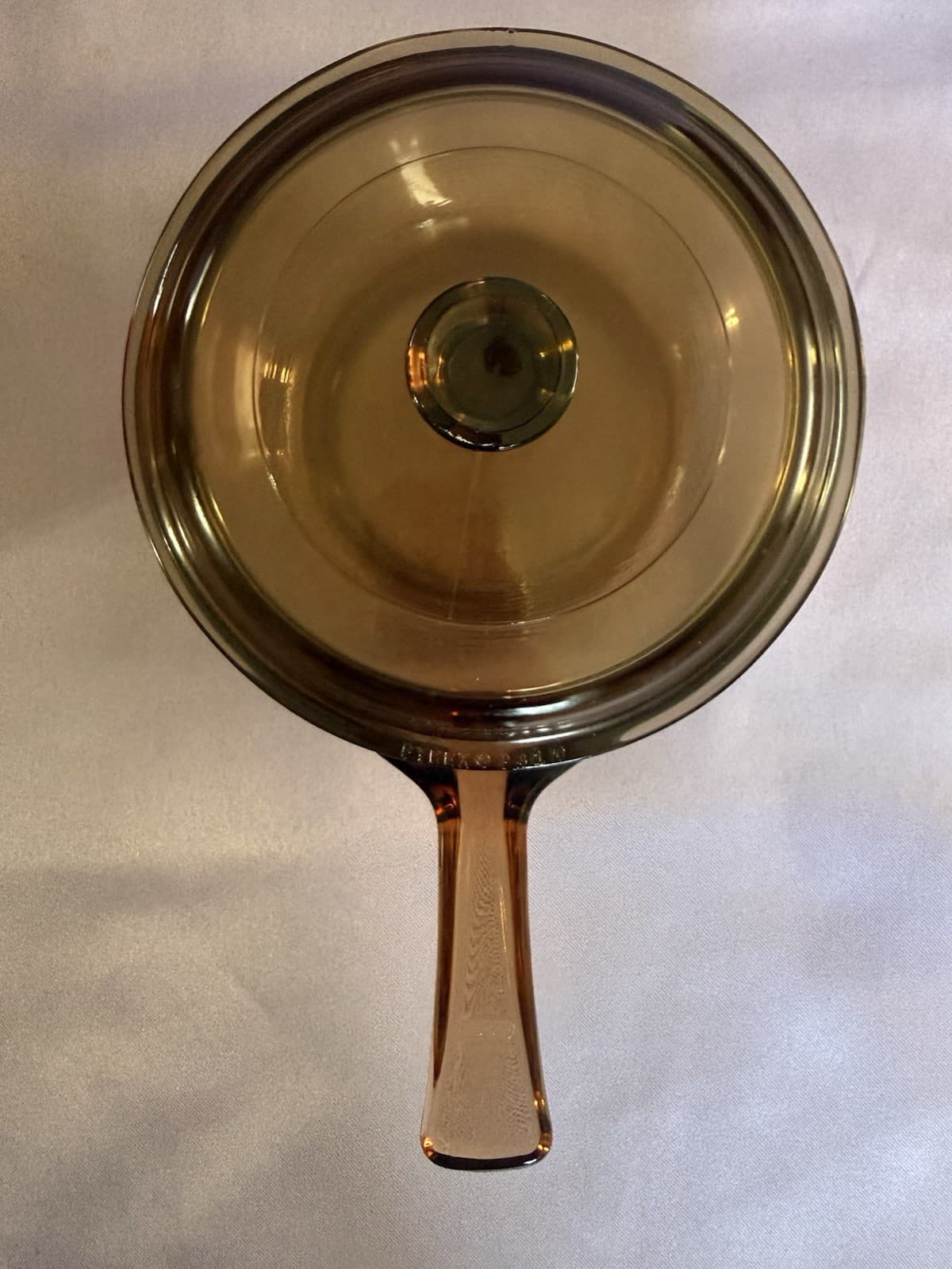 VTG 4pc VISIONS PYREX Amber Glass Saucepan Set w/ Lids - Thumbnail 2