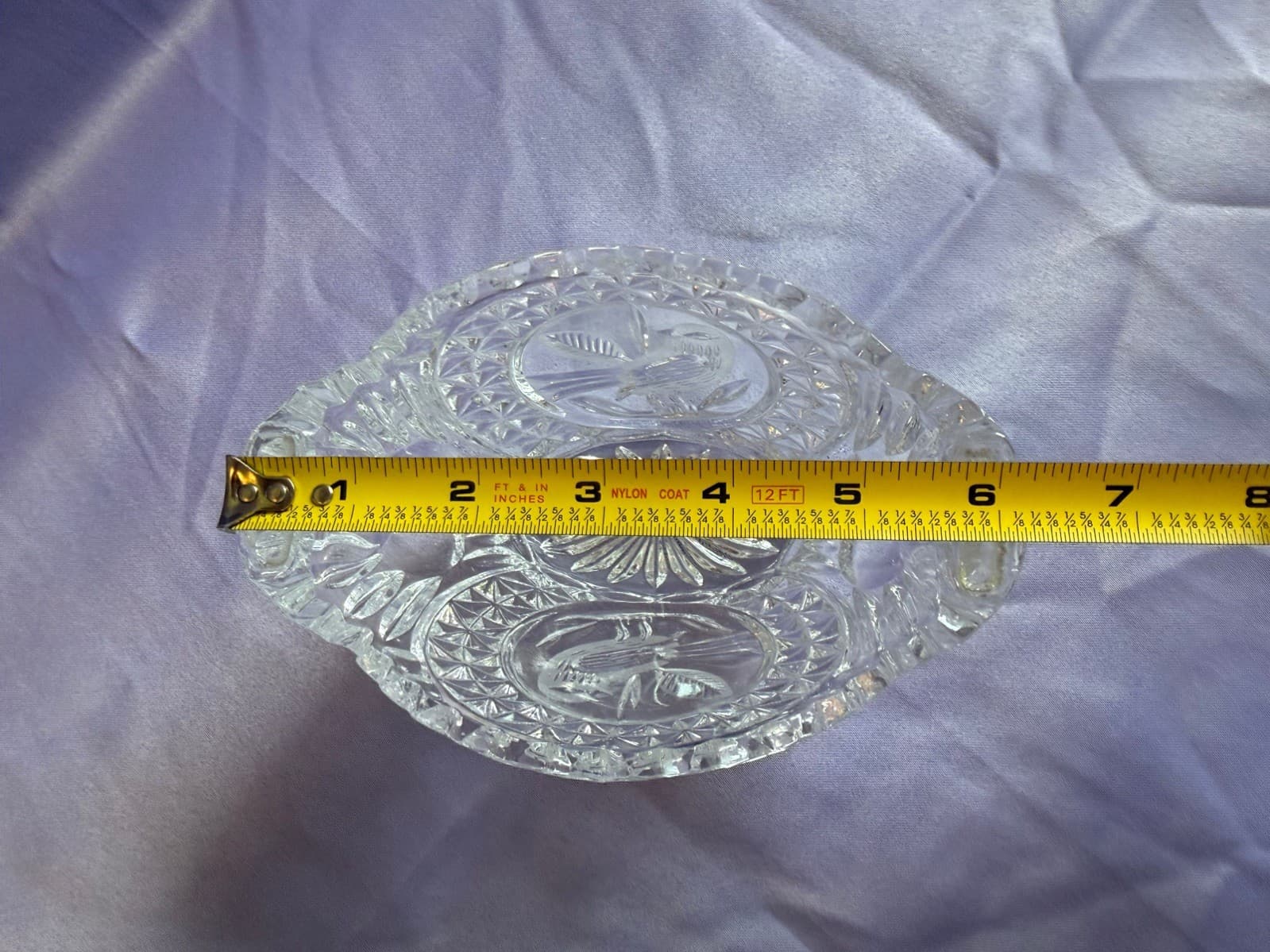 Vintage 8" Hofbauer The Byrdes Collection 1970s Footed Etched Lead Crystal Bowl - Thumbnail 5