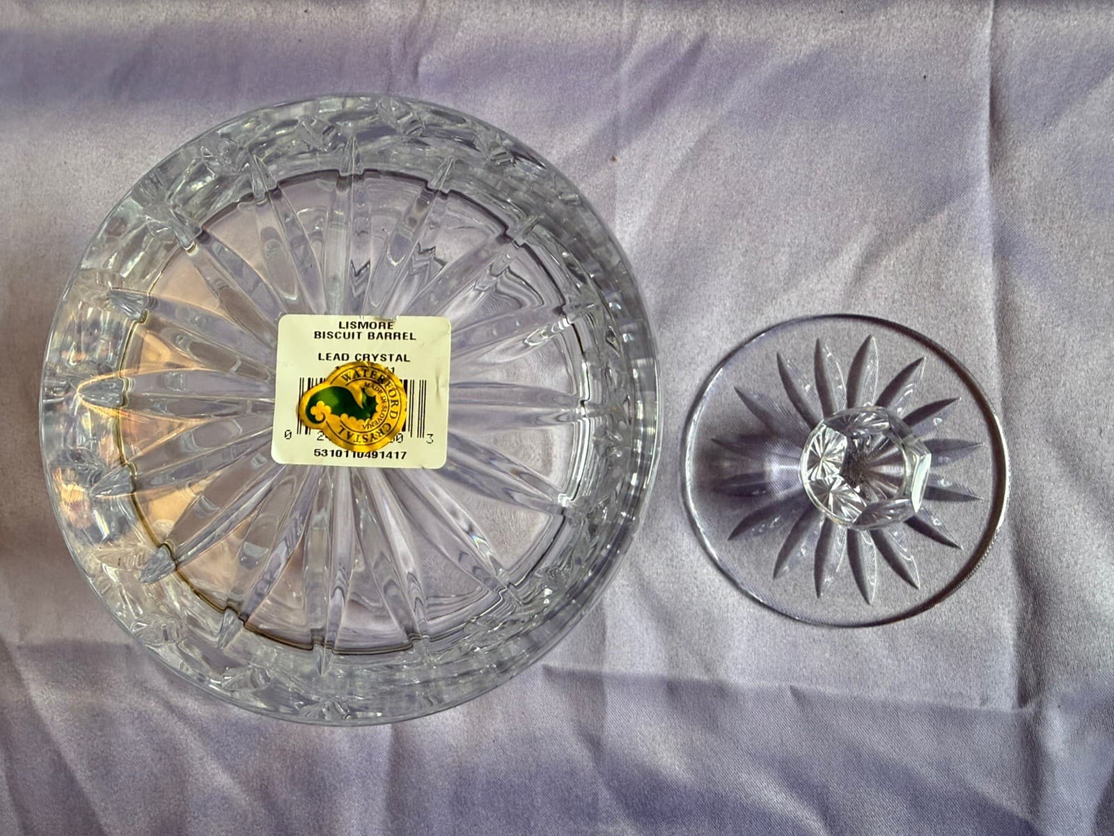 Vintage Waterford Crystal Rare Design Biscuit Barrel Candy Cookie Jar with Lid - Thumbnail 4