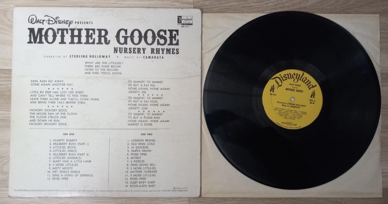Mother Goose Nursery Rhymes Vinyl Record LP Sterling Holloway Disneyland Disney - Thumbnail 2
