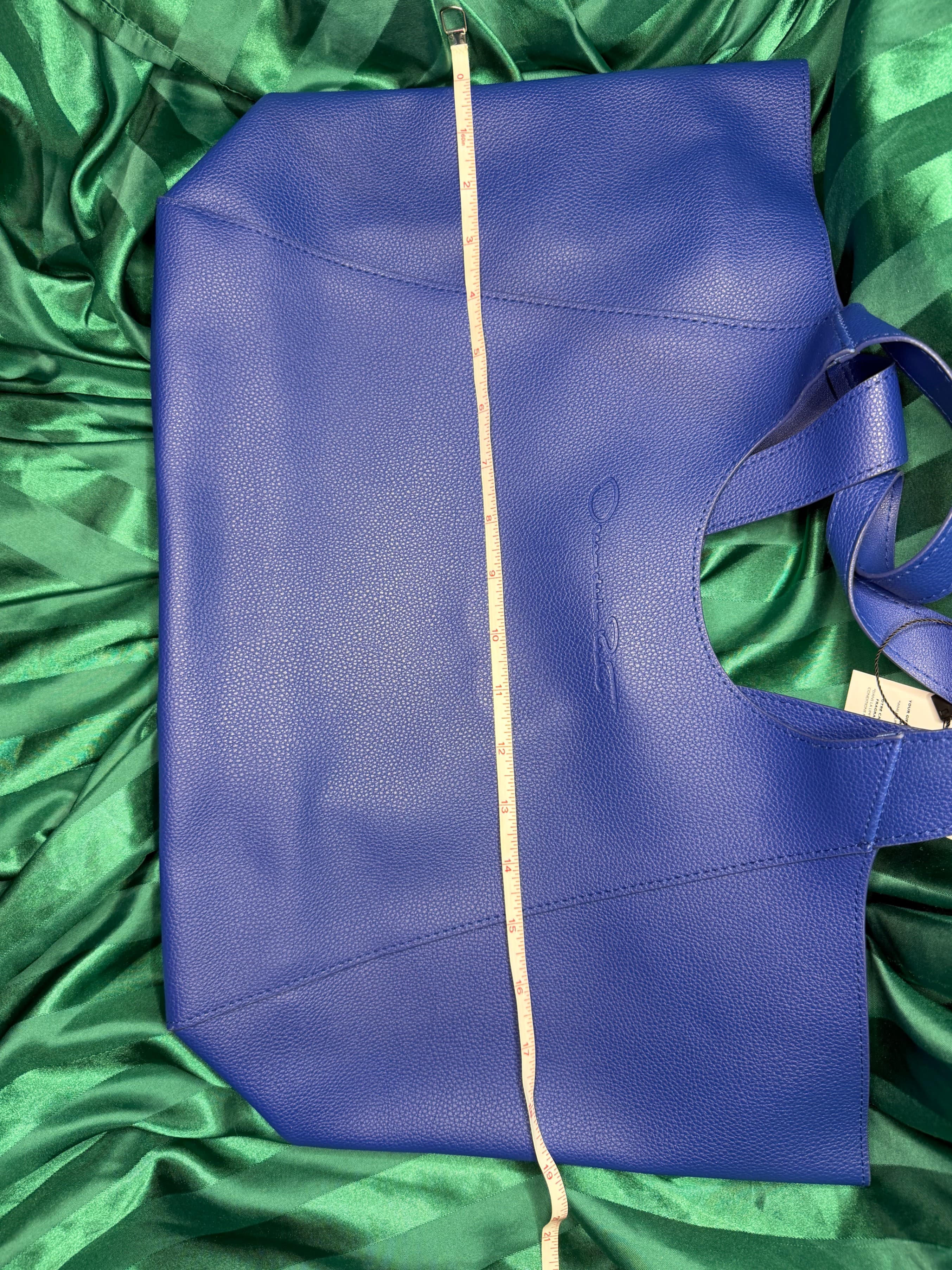 Oscar de la Renta Blue Pebbled Leather Tote Bag - Thumbnail 10