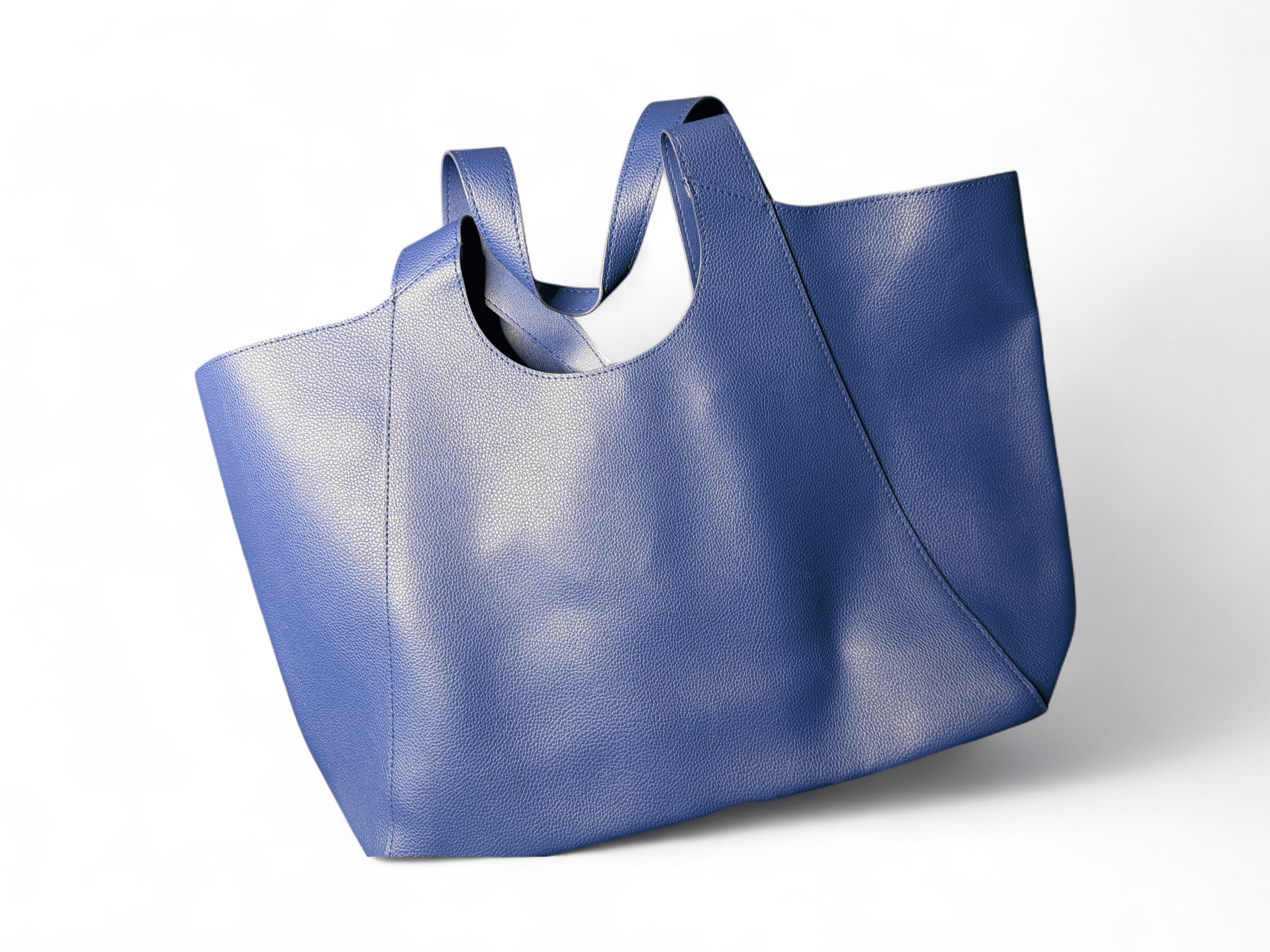 Oscar de la Renta Blue Pebbled Leather Tote Bag - Thumbnail 2