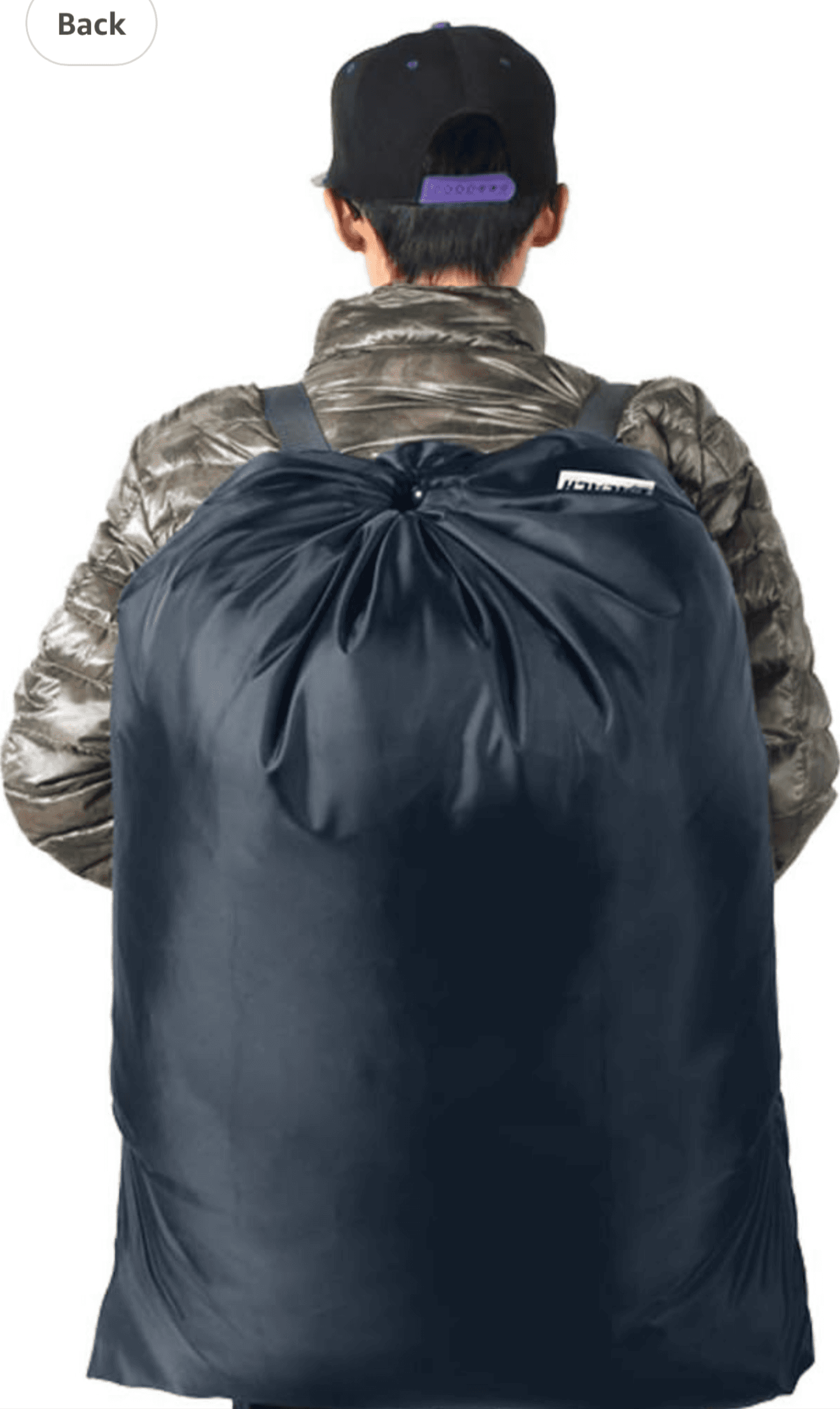 Nylon Drawstring Laundry bag backpack 27" x 34" - Thumbnail 3