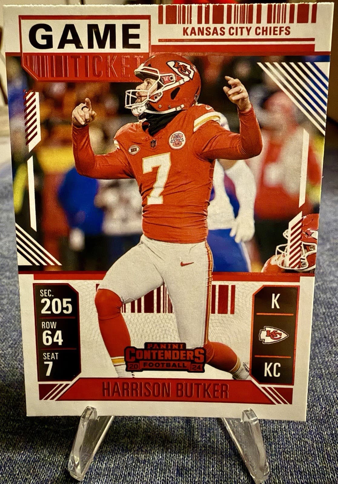 2024 Panini Contenders - Harrison Butker #49 Red Game Ticket