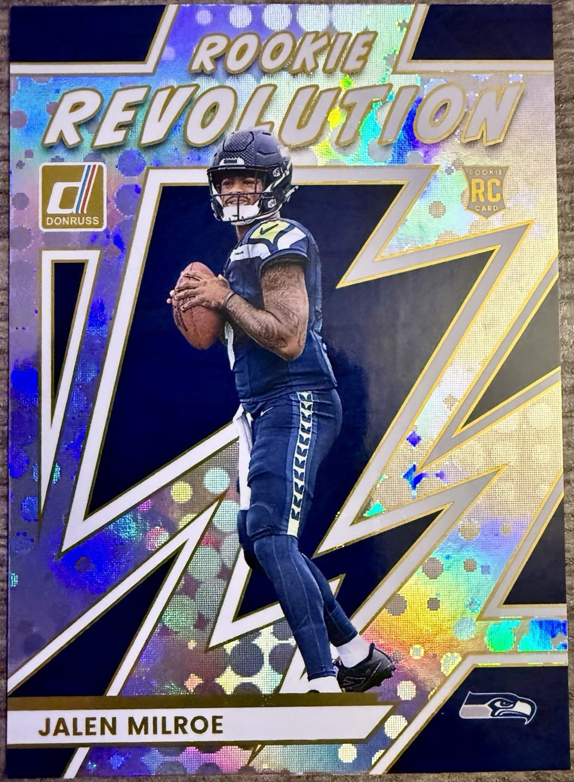 2025 Panini Donruss Football~ Jalen Milroe Rookie Revolution Holo Prism #17