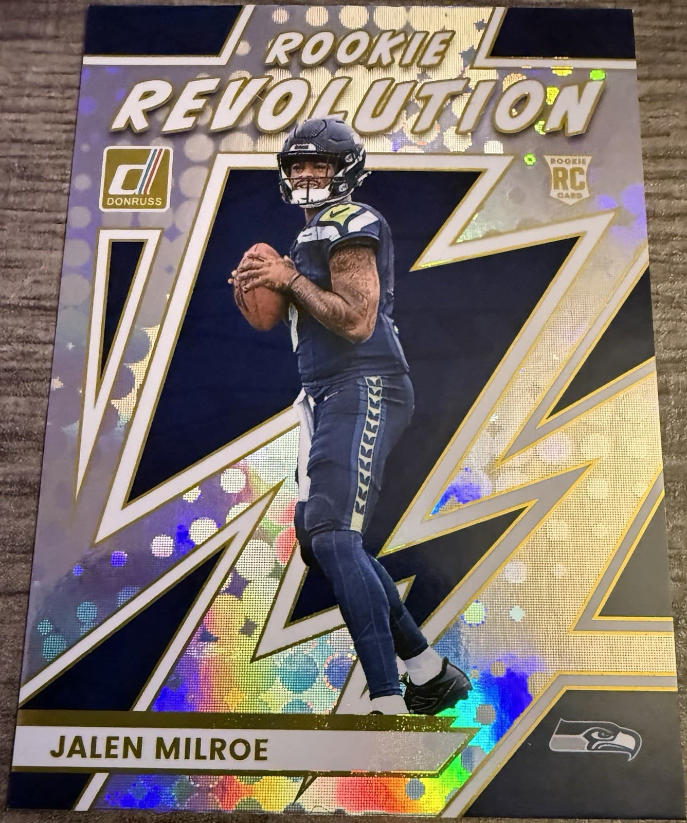 2025 Panini Donruss Football~ Jalen Milroe Rookie Revolution Holo Prism #17 - Thumbnail 3