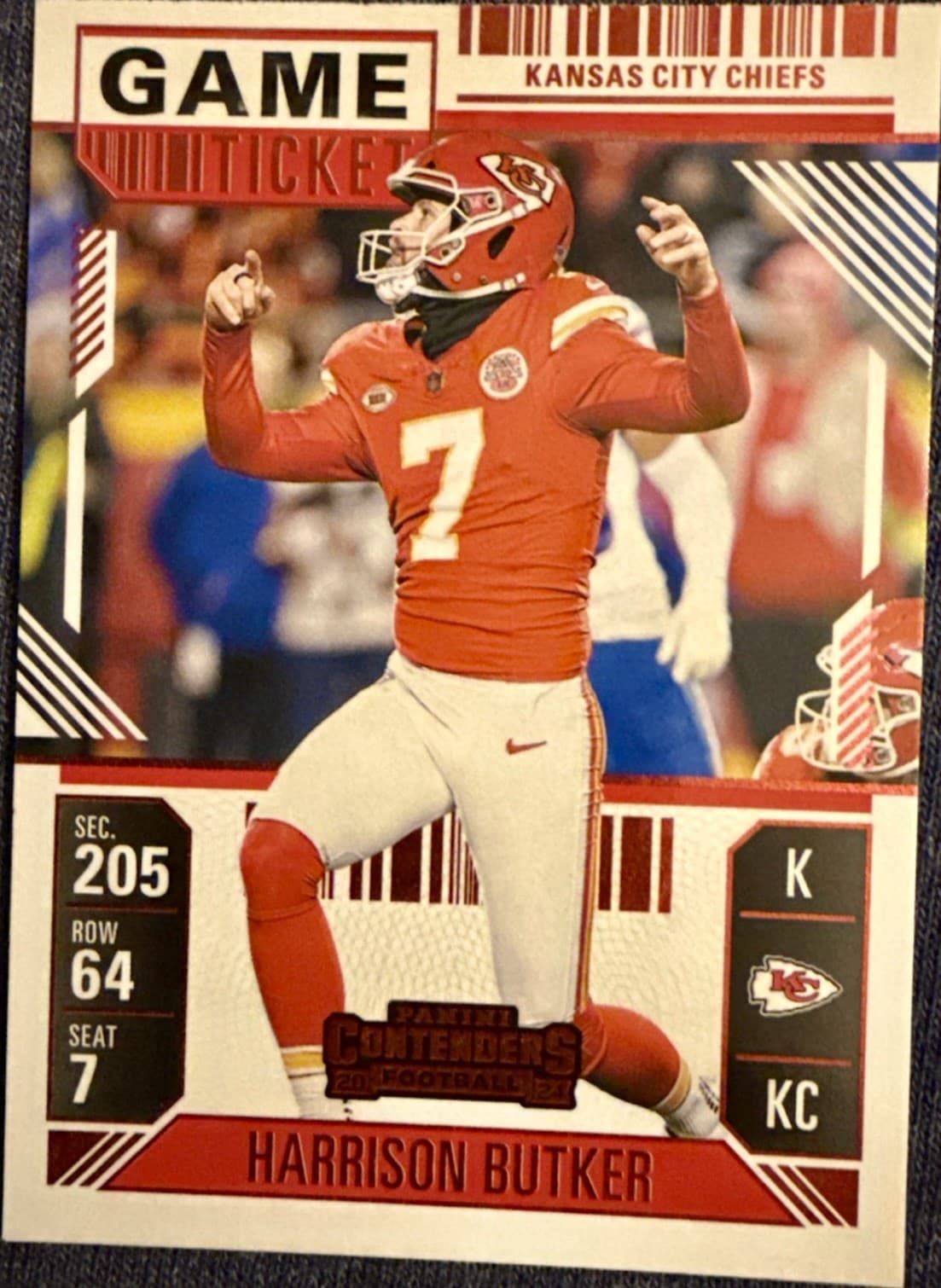 2024 Panini Contenders - Harrison Butker #49 Red Game Ticket - Thumbnail 5