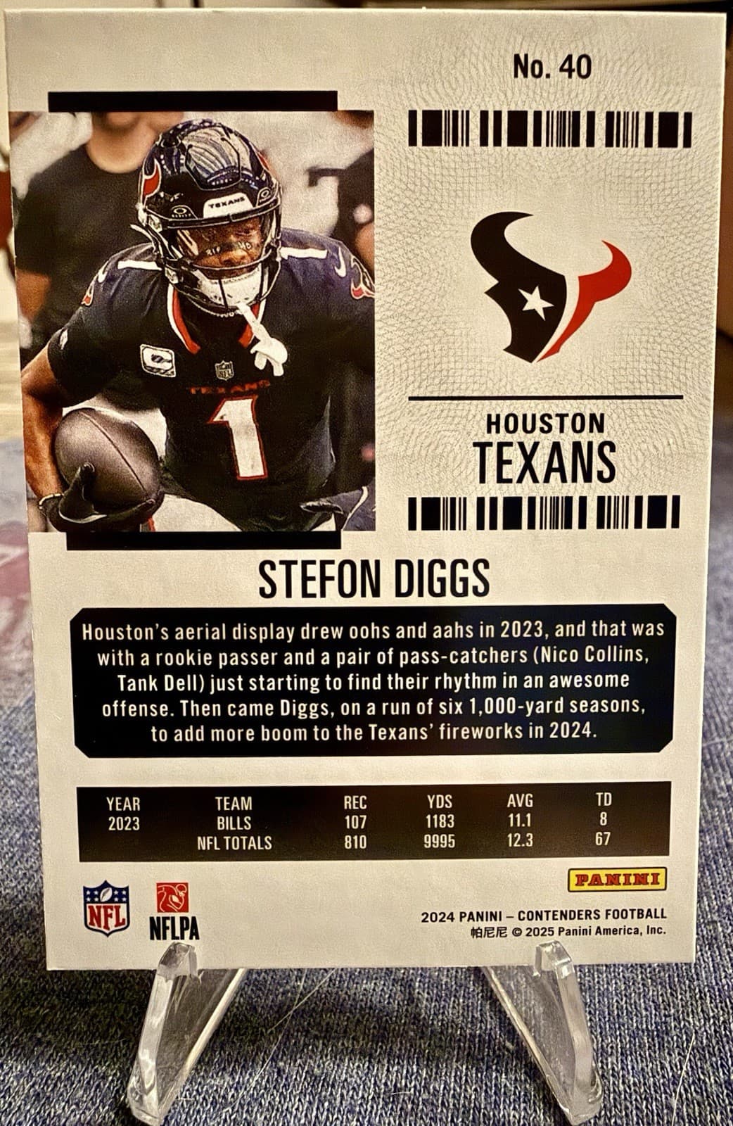 2024 Panini Contenders - Season Ticket Stefon Diggs #40 Silver - Thumbnail 4