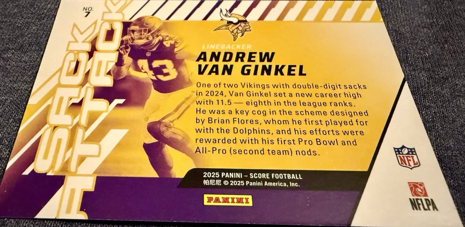 2025 Score - Sack Attack Andrew Van Ginkel #7 - Thumbnail 4