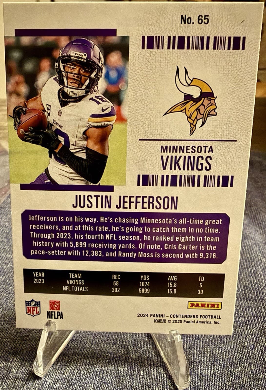 2024 Panini Contenders - Season Ticket Justin Jefferson #65 Retail - Thumbnail 4
