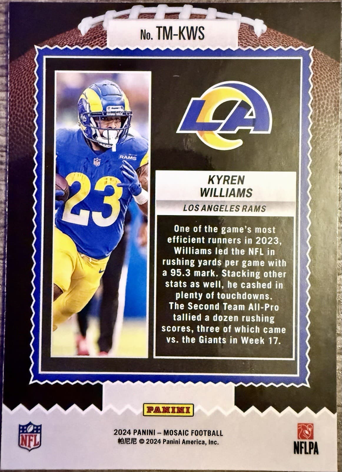 2024 Panini Mosaic - Touchdown Masters Kyren Williams #TM-KWS - Thumbnail 2