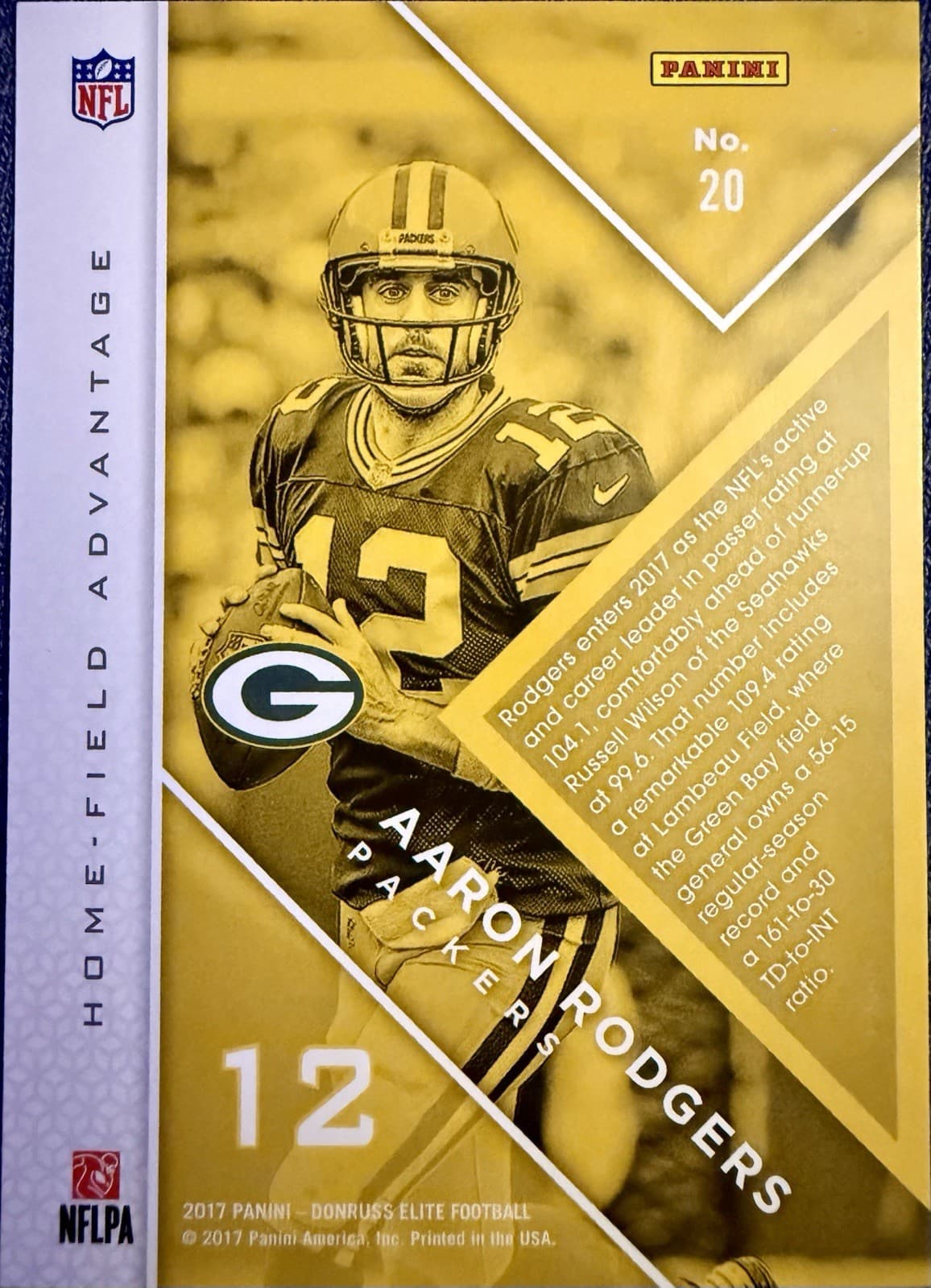 2017 Panini Donruss Elite Aaron Rodgers Home-Field Advantage #20 - Thumbnail 2