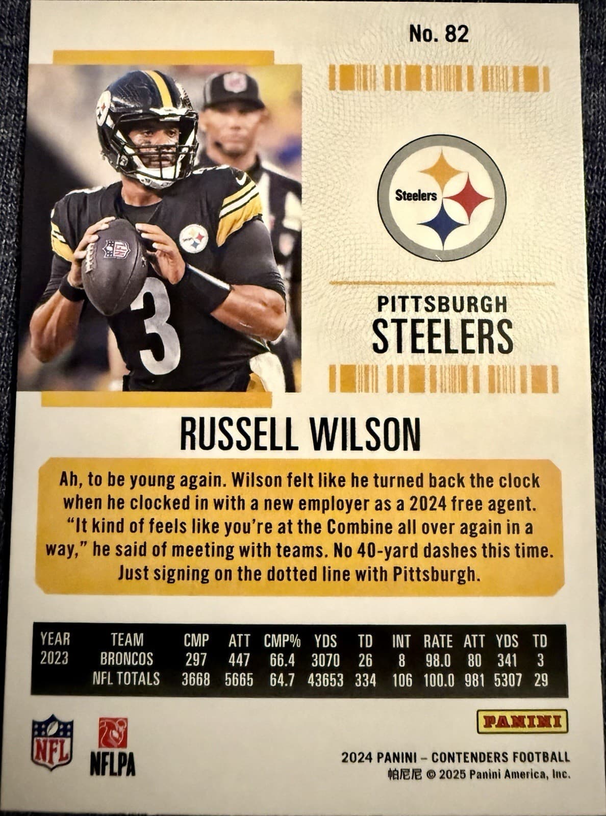 2024 Panini Contenders - Season Ticket Russell Wilson #82 Retail - Thumbnail 2