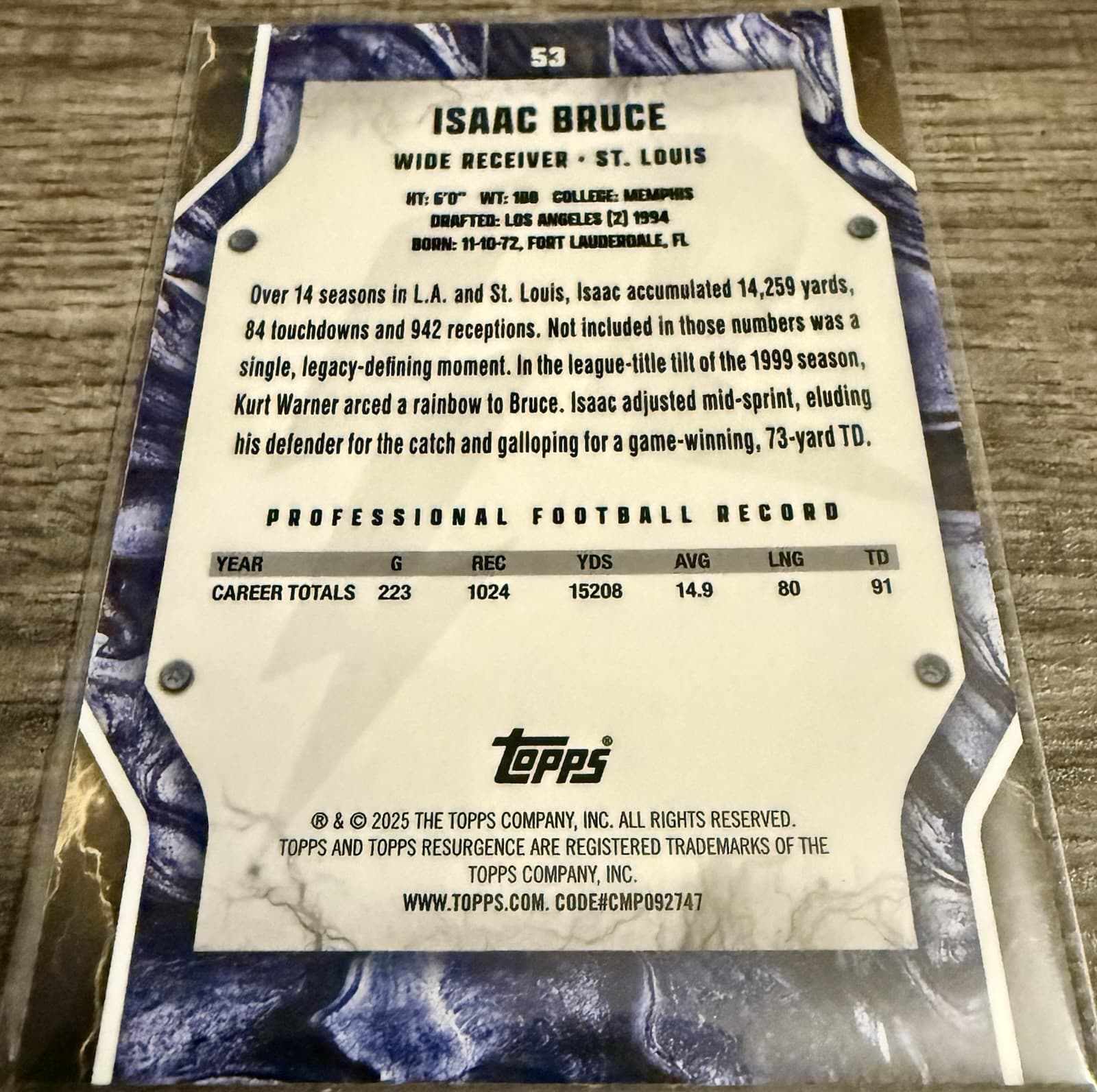 2024 Topps Resurgence - Isaac Bruce #53 Refractor - Thumbnail 4