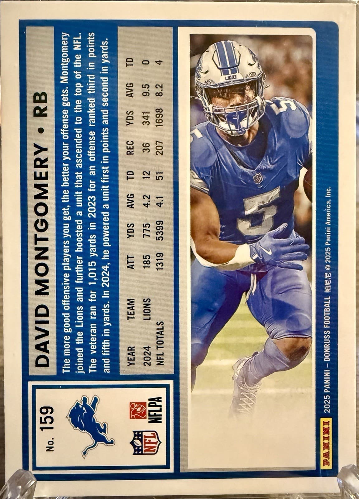 David Montgomery 2025 Panini Donruss #159 Base Detroit Lions - Thumbnail 4