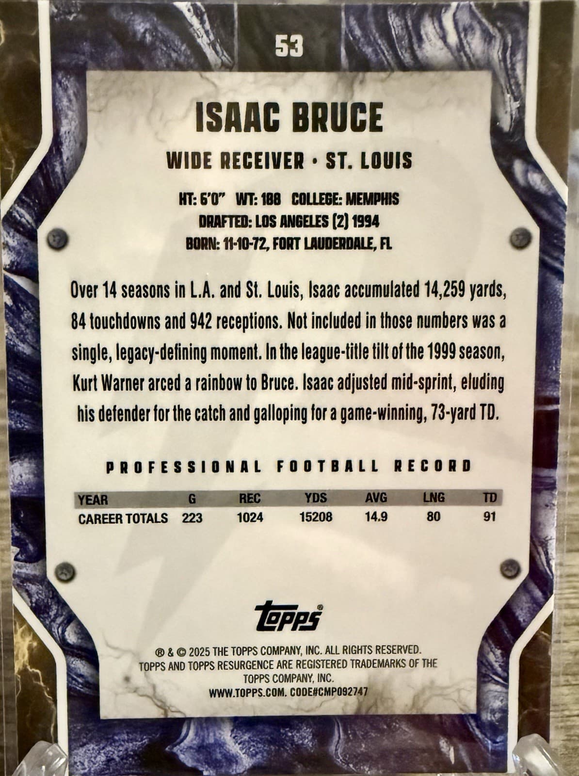 2024 Topps Resurgence - Isaac Bruce #53 Refractor - Thumbnail 2