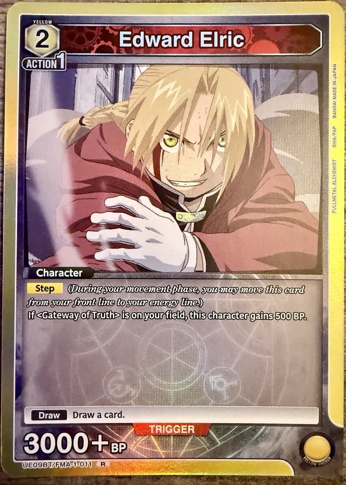 Bandai Union Arena Full Metal Alchemist Edward Eric Yellow 2 Action 1 Card