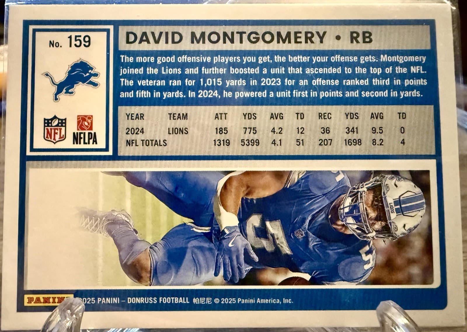 David Montgomery 2025 Panini Donruss #159 Base Detroit Lions - Thumbnail 2