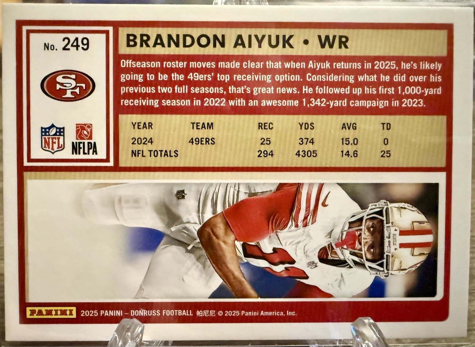 2025 Donruss Base Brandon Aiyuk San Francisco 49ers #249 - Thumbnail 3