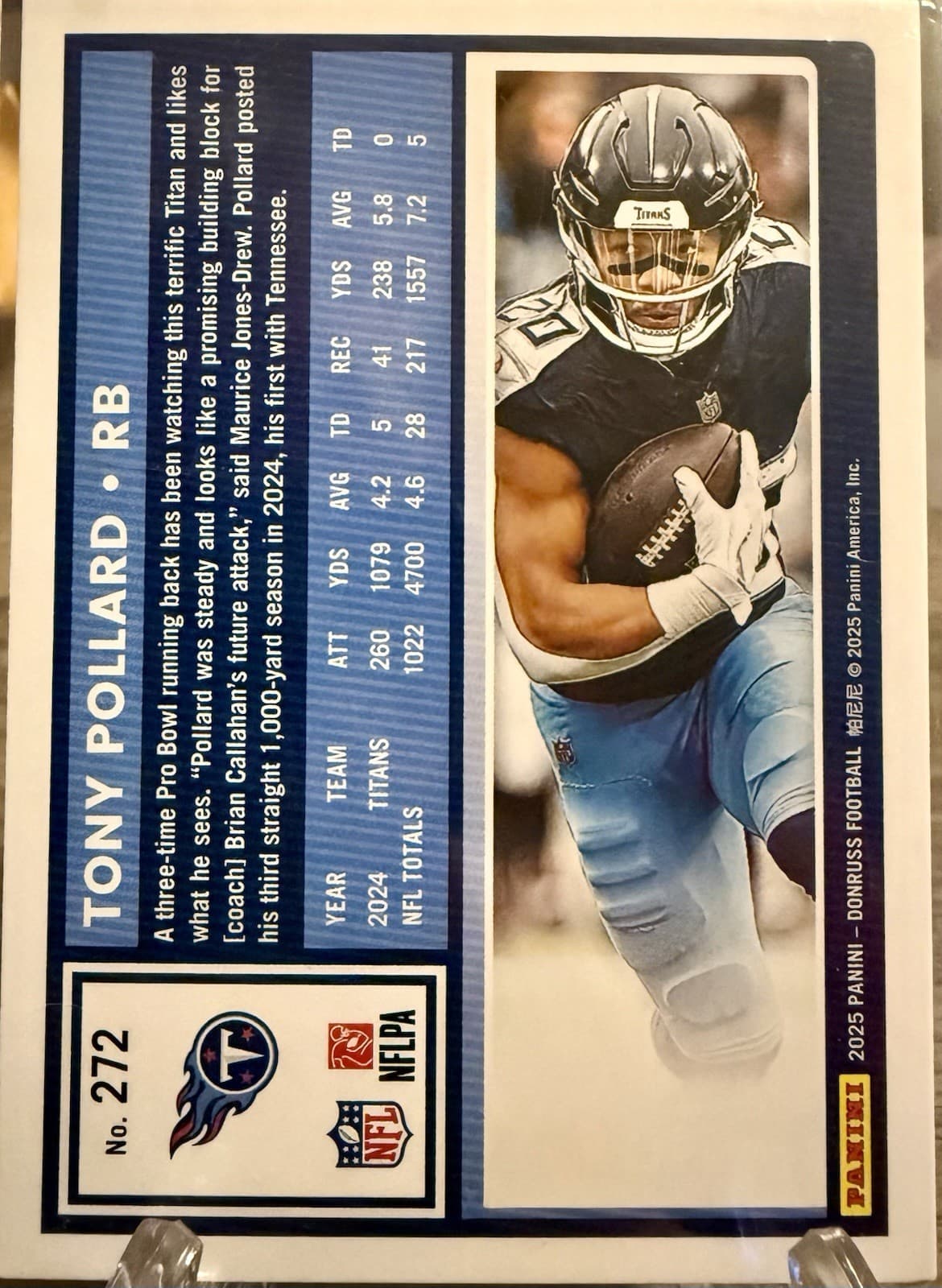 2025 Panini Donruss Tony Pollard #272 Press Proof Purple Tennessee Titans - Thumbnail 2