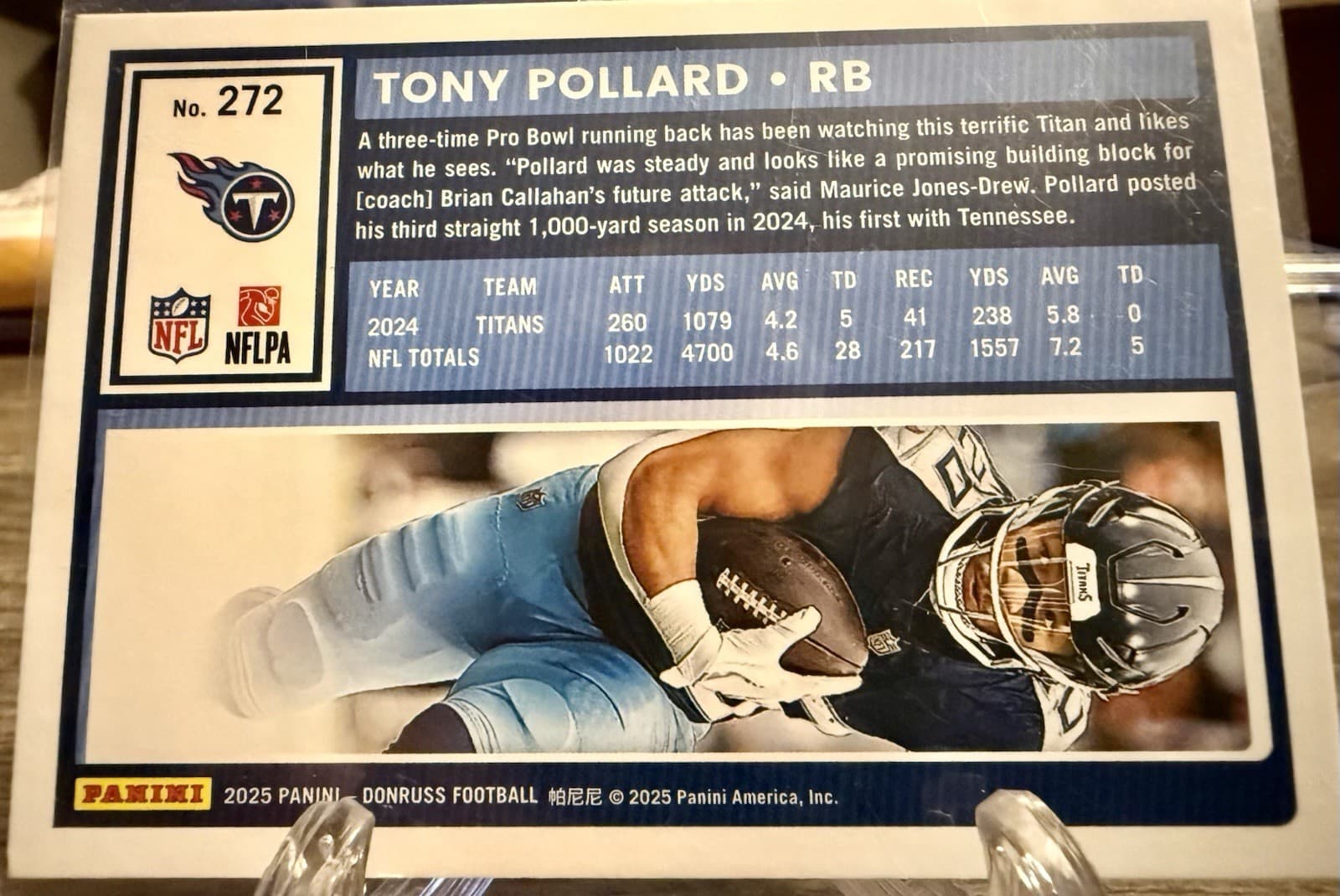 2025 Panini Donruss Tony Pollard #272 Press Proof Purple Tennessee Titans - Thumbnail 4