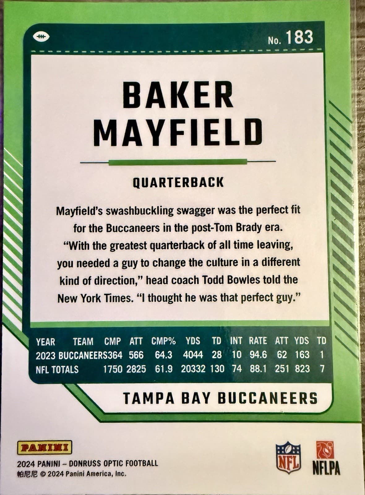 2024 Panini Donruss Optic - Baker Mayfield #183 Holo Prizm - Thumbnail 2