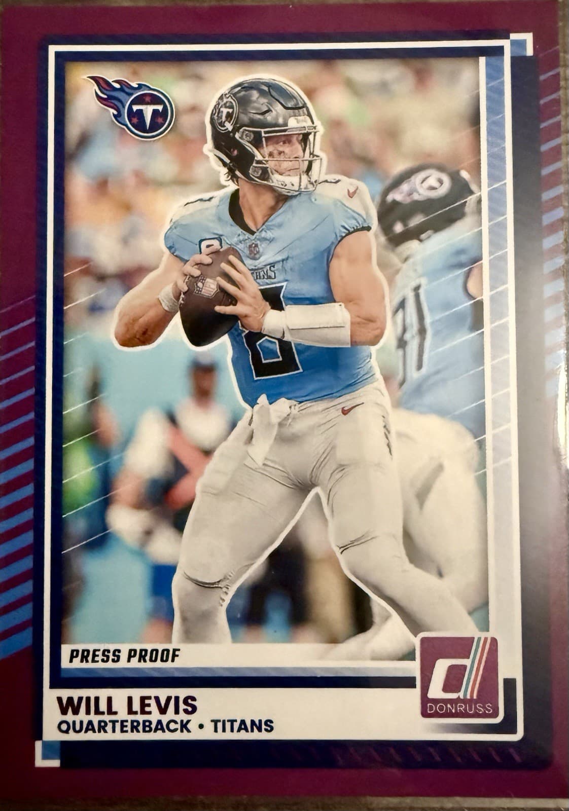 2025 Panini Donruss Will Levis Purple Press Proof #80 Tennessee Titans