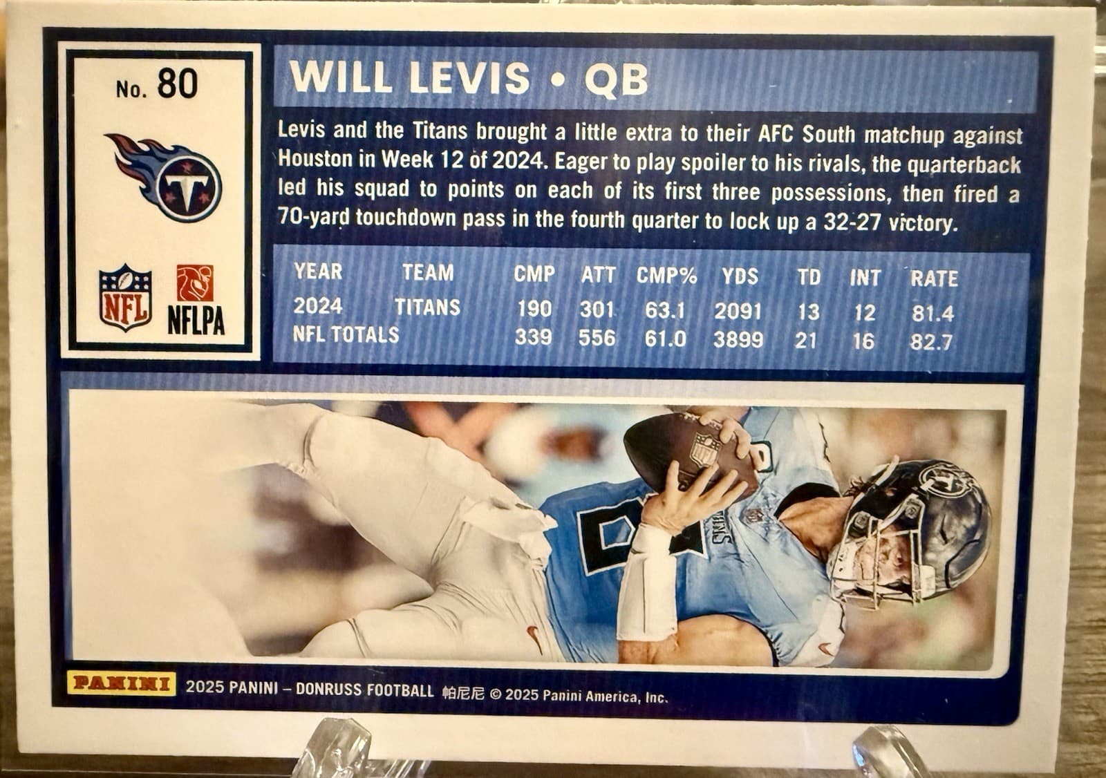 2025 Panini Donruss Will Levis Purple Press Proof #80 Tennessee Titans - Thumbnail 2