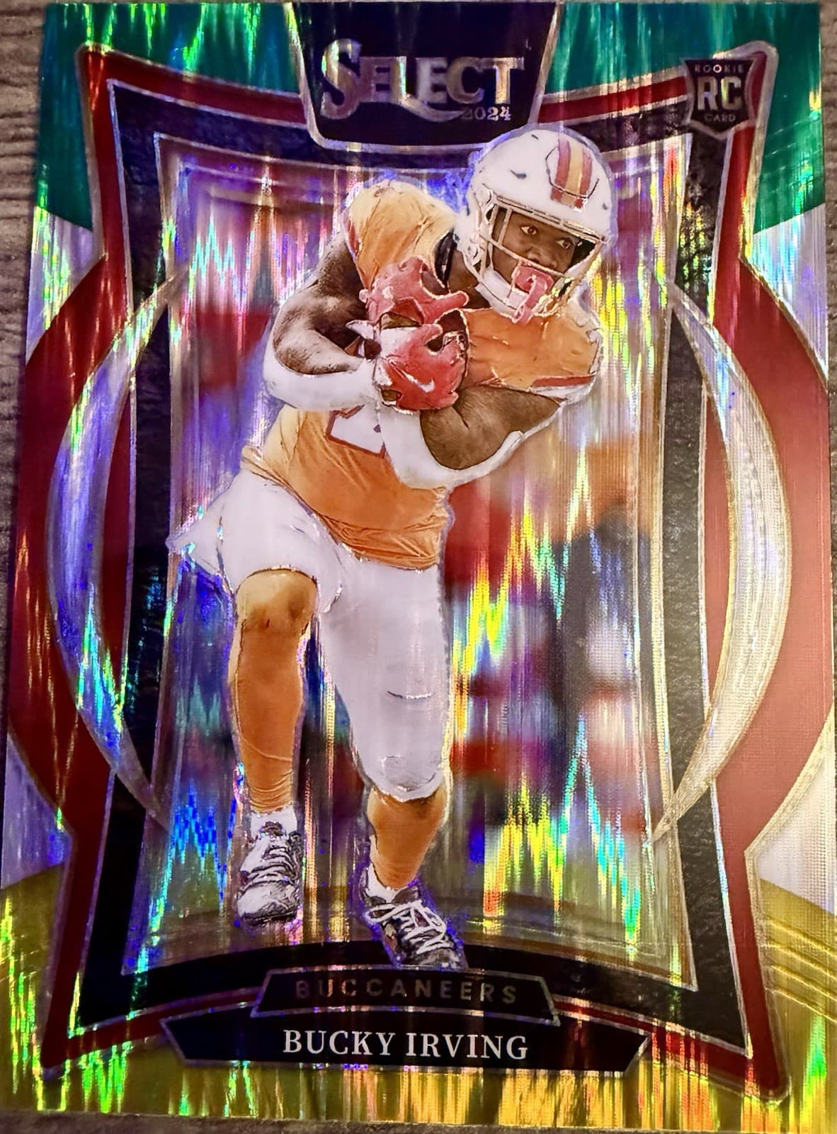 2024 Panini Select - Concourse Bucky Irving #4 Green & Yellow Shock Prizm (RC) - Thumbnail 5