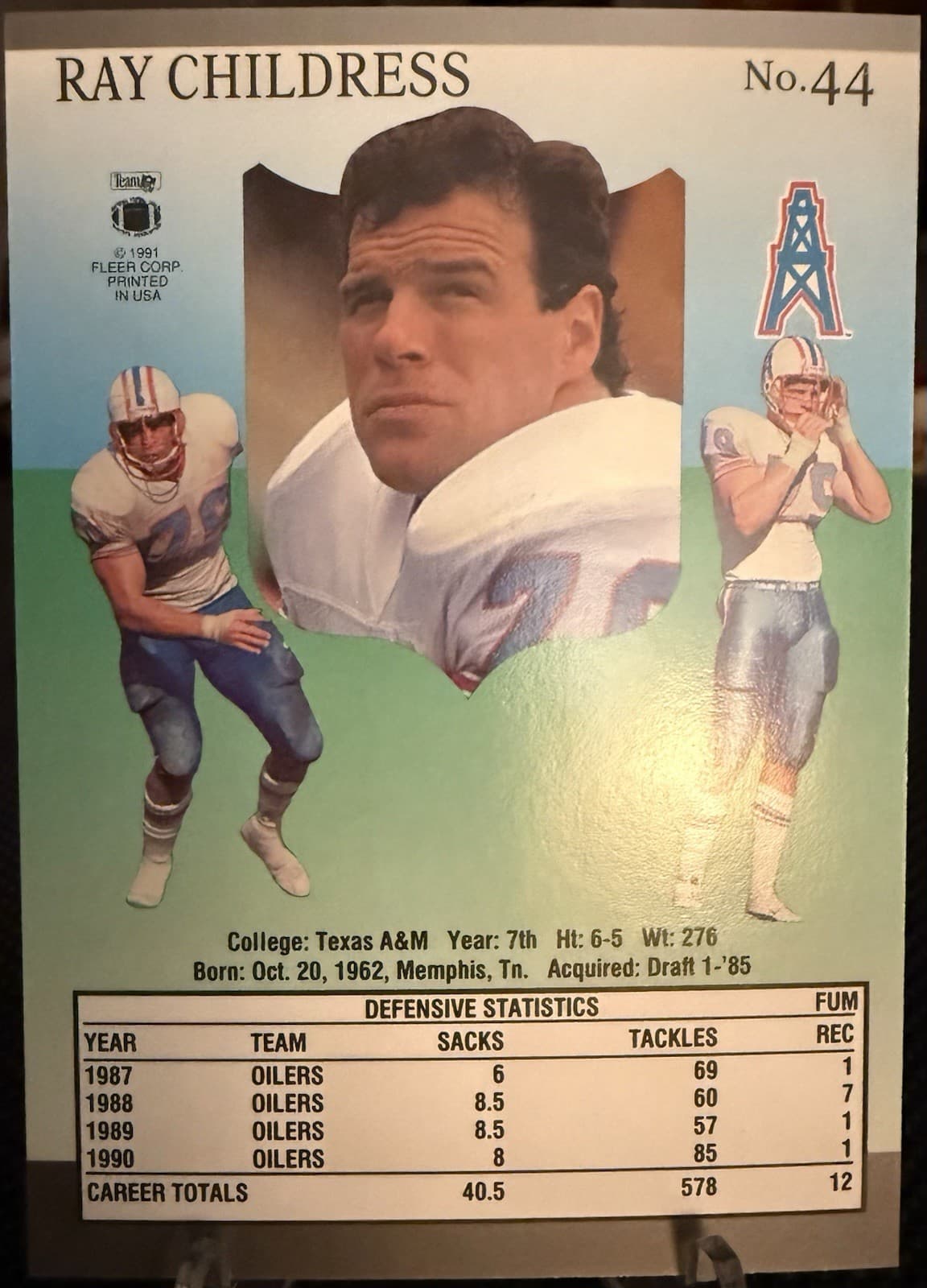 1991 Fleer Ultra - Ray Childress #44 Houston Oilers Football Card NFL HOF - Thumbnail 4